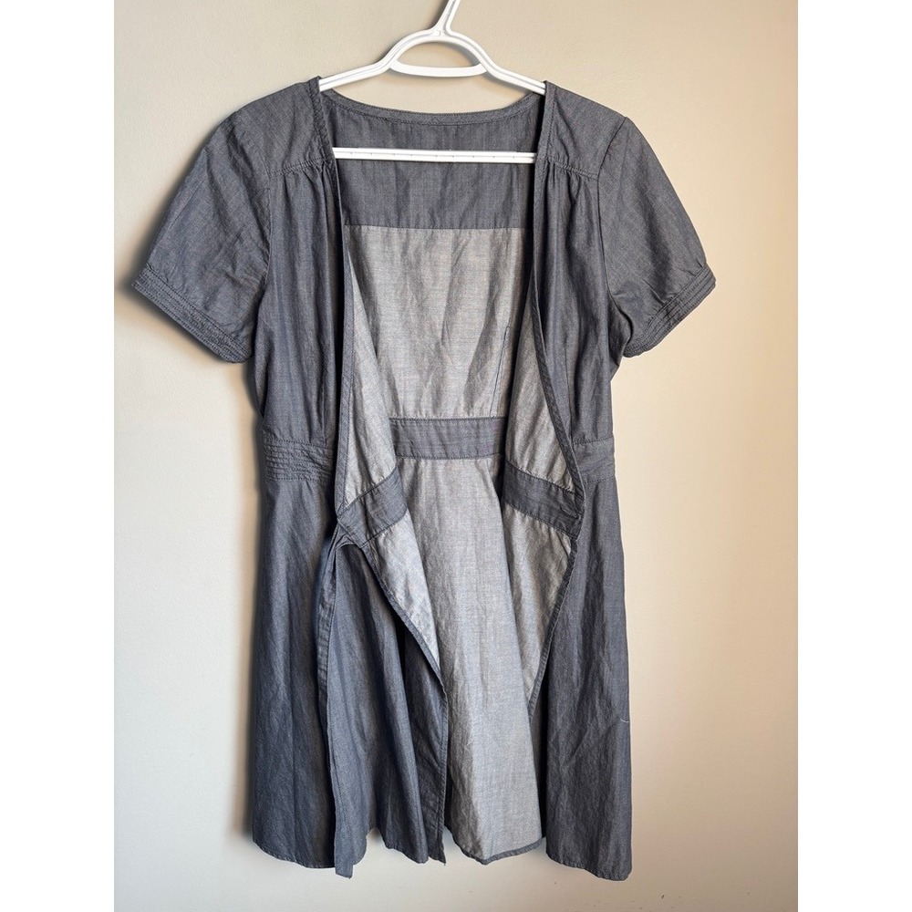 Gap 1969 Womens Gray Chambray Wrap Dress Size S Short Sleeve Casual Summer Tie